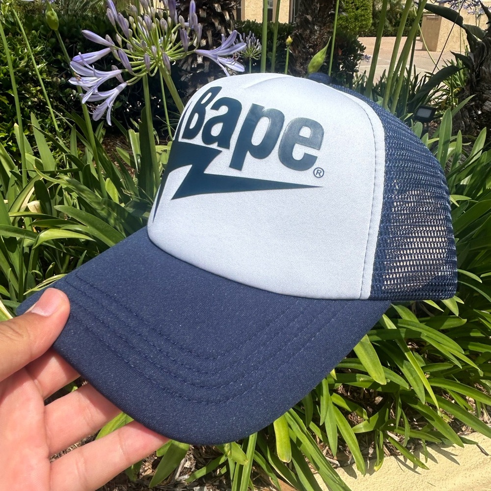 Bape Navy Mesh Trucker Hat